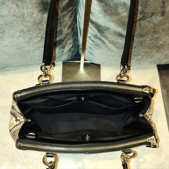 COACH CHRISTIE CARRYALL EXOTIC CROSS GRAIN LEATHER SNAKE PRINT CROSSBODY SATCHEL - Picture 12 of 16